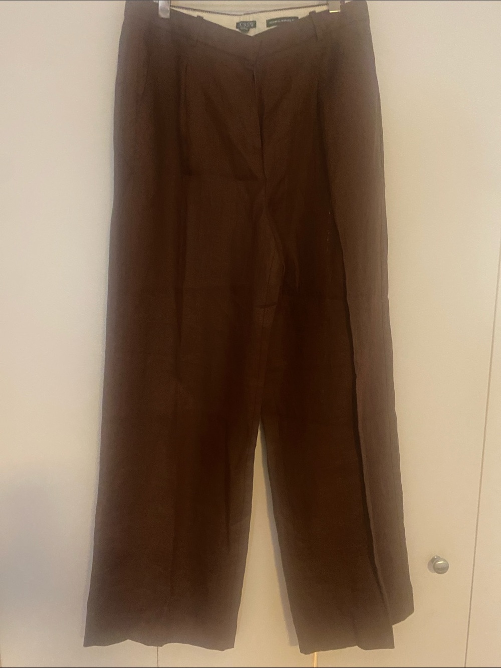 NWT J Crew Brown Linen Essential Wide-Leg Pant 8